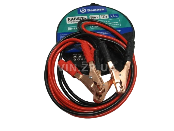 Стартовые провода прикуривания 500A BALANSA 3.5м, комплект 2 шт, сумка