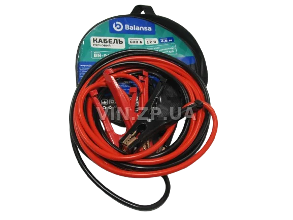 Стартовые провода прикуривания 600A BALANSA 4.5м, комплект 2 шт, сумка