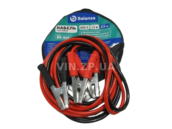 Стартовые провода прикуривания 800A BALANSA 4.0м, комплект 2 шт, сумка