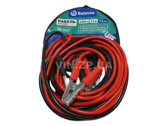 Стартовые провода прикуривания 1000A BALANSA 7.0м, комплект 2 шт, сумка