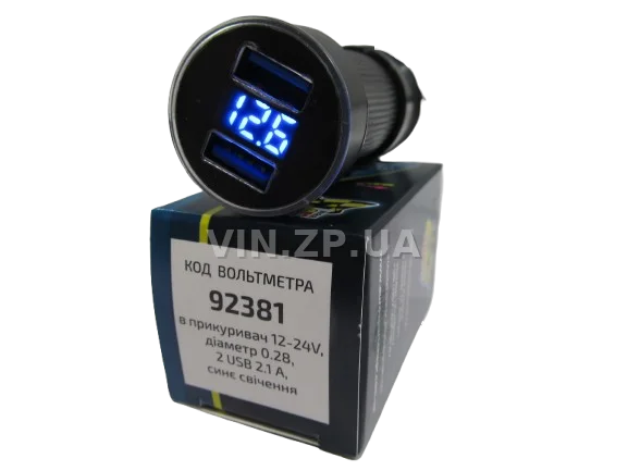 Вольтметр в прикуриватель EuroSport 2 USB 12-24V DVM-28 AS-B 3
