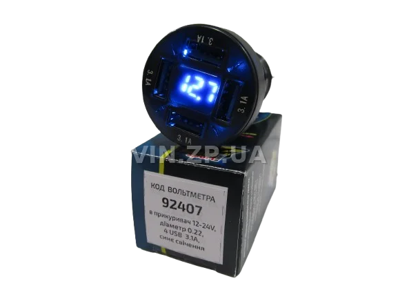 Вольтметр в прикуриватель EuroSport 4 USB 12-24V DVM-22 AS-3.1 3